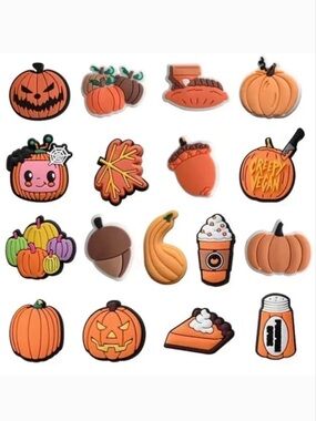 17pc Fall Halloween Shoe Charms Pumpkins Autumn.NWOT
